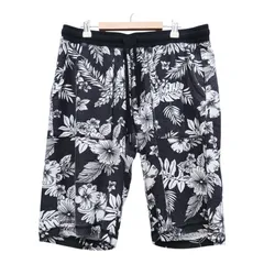 BROWNY STANDARD ブラウニースタンダード ハーフパンツ サイズL 白黒 ポリコットン  中国製 花柄 総柄 ウエストゴム伸縮 古着のサムネイル