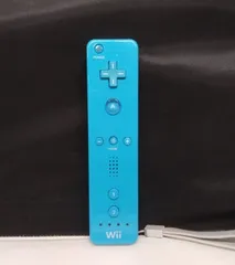 T【HY】【動作品】ニンテンドー 純正 Wii リモコン ワイヤレスコントローラー RVL-003 アオ ブルー ストラップ付き モーションセンサー[ゆうパケット発送、送料無料]