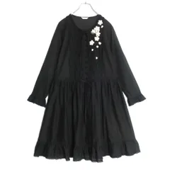 【レア極美品】ピンクハウス★桜モチーフ♪ローンワンピース 黒系 前開き 段々フリル♪ふんわり♪薄手 z18812