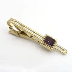 BURBERRY / バーバリー ■ネクタイピン ゴールドカラー パープル ケース ブランド