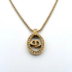 クリスチャンディオール Christian Dior ネックレス  ロゴ CD ラインストーン GP ゴールド メッキ【鑑定済み】正規品