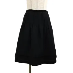 アンタイトル UNTITLED スカート フレア 膝丈 無地 ティアード ウール 2 黒 ブラック