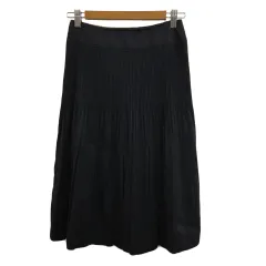 23区 オンワード樫山 スカート フレア ミモレ丈 ギャザー スエード調 無地 36 黒 ブラック