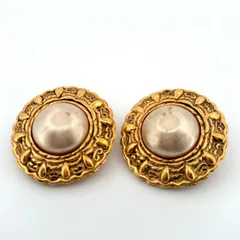 難あり シャネル CHANEL イヤリング フェイクパール ラウンド GP メッキ ヴィンテージ ゴールド【鑑定済み】正規品