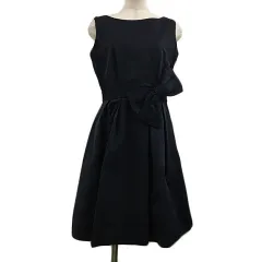 リランドチュール Rirandture ワンピース フレア Aライン ミニ フォーマル レース チュール リボン ビジュー ナイロン ノースリーブ 2 紺 ネイビー