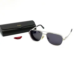 Cartier カルティエ　サングラス　アイウェア　CT0165S　Santos de Cartier サントス ドゥ カルティエ　シルバー　ブラック　度あり　58□16のサムネイル