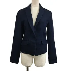 コムサイズム COMME CA ISM ジャケット テーラード デニム 無地 シングル 長袖 M 紺 ネイビー