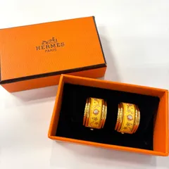 HERMES エマイユ イヤリング 七宝焼き 宇宙モチーフ ゴールドメッキ 鑑定済み 正規品 エルメス