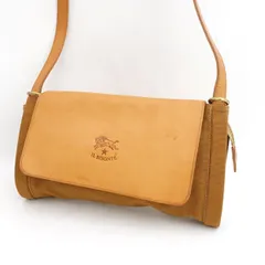 IL BISONTE / イルビゾンテ ■ショルダーバッグ ヌメ皮 キャンバス ブラウン 【バッグ/バック/BAG/鞄/カバン】 ブランド【中古】 