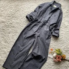 未使用級　極美品　BEAMS BOY　ビームスボーイ　2025SS シャンブレー ステンシル オールインワン サロペット　オーバーオール　コットン　長袖　カットオフ　オールシーズン　ブラック　定価21780円