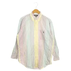 ラルフローレン RALPH LAUREN ボタンダウンシャツ M マルチカラー ストライプ柄 長袖 ロゴ刺繍 /MN30 ■GY61