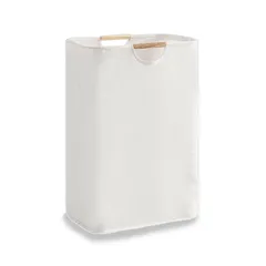 取っ手付き 撥水加工 洗濯カゴ 大容量 衣類収納 折りたたみ式 自立式 ランドリーバスケット 省スペース ホワイト ((40×30×60cm))