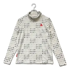 中古 レディース ルコックスポルティフ le coq sportif 長袖シャツ L ホワイト 白 裏微起毛 ハイネック ロゴ総柄
