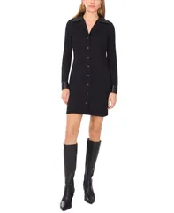 ワンステイト レディース トップス ワンピース ミニワンピース ミニ 1STATE Womens ButtonUp Collar Mini Dress Rich Black ブラック