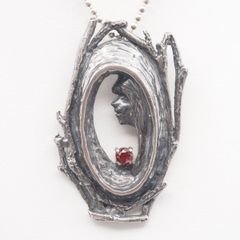silver925留め具 ブラック系カットビーズネックレス ブラックスピネル 