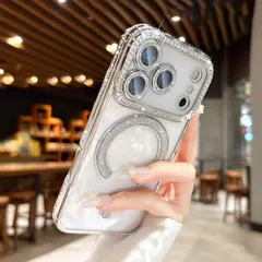 iPhone17ケース マグセーフ キラキラ おしゃれ ラメ ラインストーン iPhone16ケース　透明 クリア かわいい シンプル iPhone15ケース スマホケース 韓国 シルバー オレンジ ピンク ソフトケース カメラレンズ保護 アイフォン15ケース