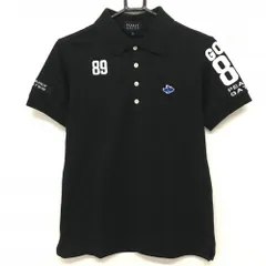 パーリーゲイツ 半袖ポロシャツ 黒×白 複数ワッペン メンズ 3(S) ゴルフウェア PEARLY GATES