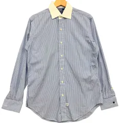90年代 Polo by Ralph Lauren ポロバイラルフローレン ストライプ柄 長袖 クレリックシャツ メンズ 14 1/2-33 (M相当) 90s 古着 100%コットン PHILIP ブルー ホワイト【長袖シャツ】/ MS42