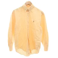 ポロ バイ ラルフローレン Polo by Ralph Lauren ボタンダウンシャツ  トップス M 白 ホワイト オレンジ ロゴ刺繍 ストライプ柄 長袖 /KR ■GY61
