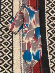 古着 ネクタイ 青 紫 グレー 総柄