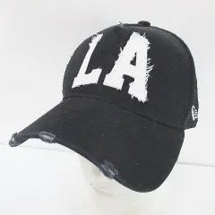ニューエラ NEW ERA ゴルフウェア キャップ帽 帽子 黒系 ブラック ダメージ加工 ロゴ 文字 刺繍 ワッペン メッシュ アジャスター