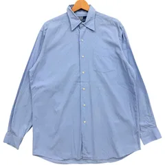 90年代 Polo by Ralph Lauren ポロ ラルフローレン MERRIN 100%コットン 総柄 長袖シャツ メンズM 90s 古着 ヴィンテージ ボタンダウン ブルー 青【長袖シャツ】/ MS43