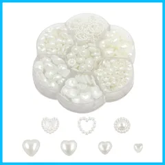 ぷっくり ハート型 立体 ネイルパール 3D 白 大きめ 約460個 ネイルアート ハート デコパーツ ジュエリーパーツ ネイルパーツ (ホワイト)