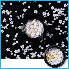 立体 セット ネイルアート 3D shefun ネイルフラワー レジン ブリオン 花 ゴールデンビーズ 白 花パーツ ジェルネイル ネイルパーツ ネイルデザイン レジンパーツ JP206