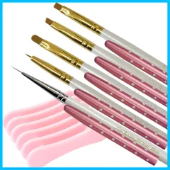 ネイルブラシ キャップ付き 5本セット ジェルネイル [NailRecipe(ネイルレシピ)] キラキラ可愛いキャップ付きジェルブラシ (Sブラシ５本+ホルダー)