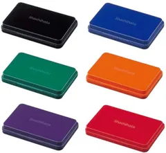 シャチハタ スタンプ台 油性 顔料系 小形 全６色 スタンプパッド 約３秒で乾く 普通紙用 ゴム印用