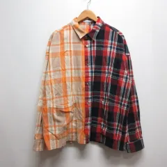 ディスカバード DISCOVERED チェック柄 フランネル シャツ 2 赤ネイビー×オレンジ系 ポケット有り 長袖 日本製のサムネイル