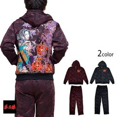 やっかい村興業 セットアップ ジャージ上下 レッド 総柄 M - メルカリ