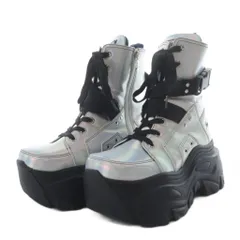 ヨースケ YOSUKE 厚底スニーカーブーツ ショート レースアップ プラットフォーム M シルバー色 /YO9