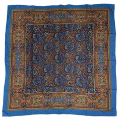 極美品 CHANEL シャネル スカーフ シルク ペイズリー柄 ブルー