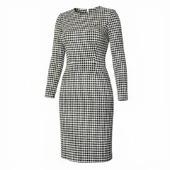 48c18 GIVENCHY ジバンシィ ウールワンピース ロングワンピース 千鳥格子柄 レディース 女性服 サイズ8 ブラック ホワイト バイカラーu02tのサムネイル