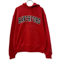 Champion ロゴスウェット パーカー L レッド ブラック チャンピオン プルオーバー フーディー ビックロゴ スウェット 秋物 a803-6146