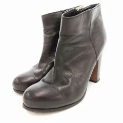 ファビオルスコーニ FABIO RUSCONI ブーティ 本革 レザー チャンキーヒール 38 黒 ブラック /UO ■GY99