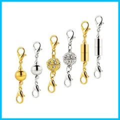 【BEAUTY PLAYER】ネックレス 留め具 マグネット留め具 磁気クラスプ エンドパーツ ジュエリー アクセサリーパーツ 延長用金具 DIY用 クラフト作り 簡単装着 6個セット (ネックレス 留め具*6個)