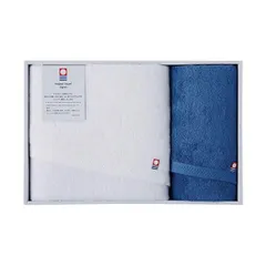 今治 今治ピュアカラー甘撚りバスタオル＆フェイスタオル ダークブルー バスタオル60×120cm、フェイスタオル34×75cm C6068666