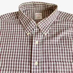 【XL】Brooks Brothers（ブルックスブラザーズ）346 ポロカラーBD（ボタンダウン）シャツ チェック / Non-Iron / Cotton 100% ポケット付 マレーシア製 メンズXL相当