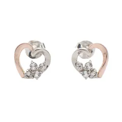4℃ ヨンドシー ハート ピアス シルバー/K10/ジルコニア【いおき質店】