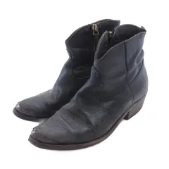 ゴールデングース GOLDEN GOOSE ウエスタン ショートブーツ レザー 刺繍 35 ブラウン ■TC