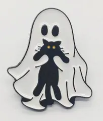 お化け　オバケ　幽霊　ネコ　正面　ピンブローチ　ピンズ　PINS　バッジ　バッヂ　アメリカン雑貨