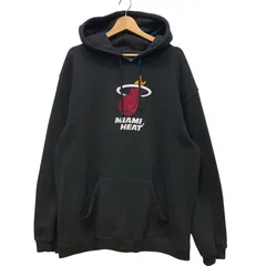 adidas/アディダス パーカー MAIAMI HEAT NBA マイアミ・ヒートバスケ チーム フーディー プルオーバー フロントプリント オーバーサイズ　ビックシルエット INDONESIA製 2XLサイズ ブラック