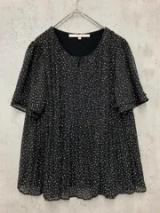 自由区 ジユウク プリーツ ドット シフォン ブラウス シャツ size38/黒 ■◆ レディース