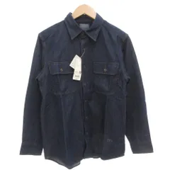 ユニクロ UNIQLO JWANDERSON コラボ タグ付き 25SS デニムシャツ 長袖 レギュラーシルエット ロゴ S ダークインディゴブルー 331-476242 /GV