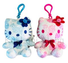 ハワイ限定 ハローキティ ぬいぐるみ 花柄 ブルー ピンク 2点セット