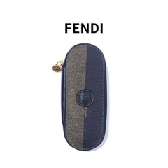 FENDI フェンディ ペカン柄 オーバル 8連 キーケース ラウンドファスナー カーキ ブラック PVC