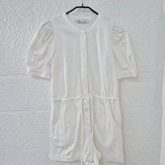 ZARA 白 パフ 半袖 ショート オールインワン