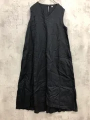 無印良品 MUJI W8SC246 リネン100％ ノースリーブ ロング ワンピース sizeS/黒 ■◆ レディース